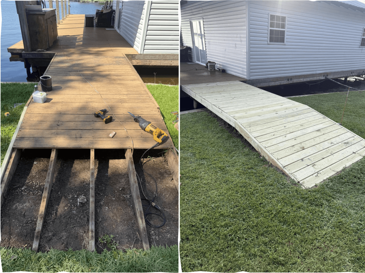 Residential lake deck rebuild — Monroe, LA — Deck building and repair contractor in Monroe Louisiana
