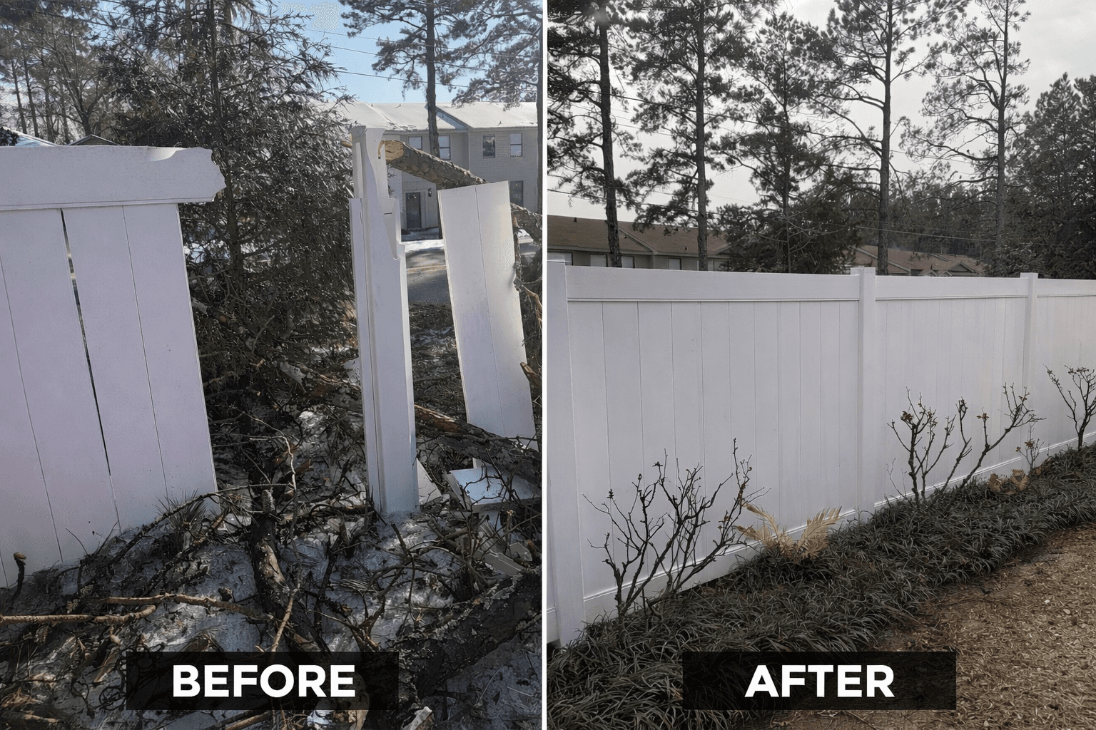 Residential vinyl fence repair — Monroe, LA — Fence installation and repair contractor in Monroe Louisiana