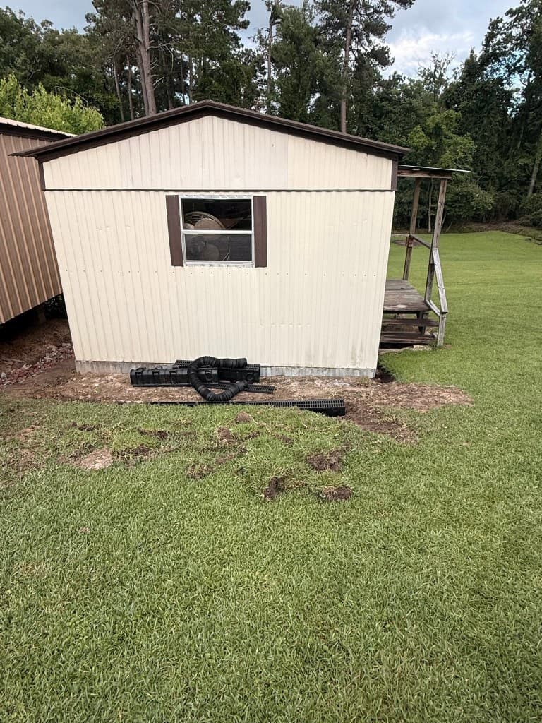 Residential French drain installation — Monroe, LA — Commercial property maintenance and commercial buildout contractor in Monroe Louisiana