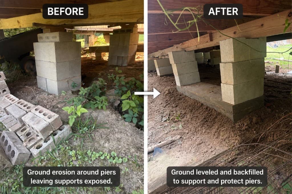 Residential pier stabilization — Monroe, LA — Commercial property maintenance and commercial buildout contractor in Monroe Louisiana